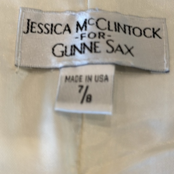 Jessica McClintock For Gunne Sak Strapless Ivory & Gold Tulle Dress Size 7/8 - Picture 8 of 14